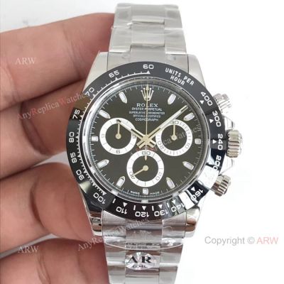 Rolex Daytona 904L Stainless Steel Black Ceramic Watch - Replica Watches